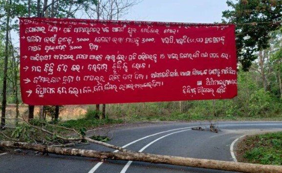 ରାୟଗଡ଼ାରେ ପୁଣି ମାଓବାଦୀ ସକ୍ରିୟ, ଗଛ ପକାଇ ରାସ୍ତା ଅବରୋଧ